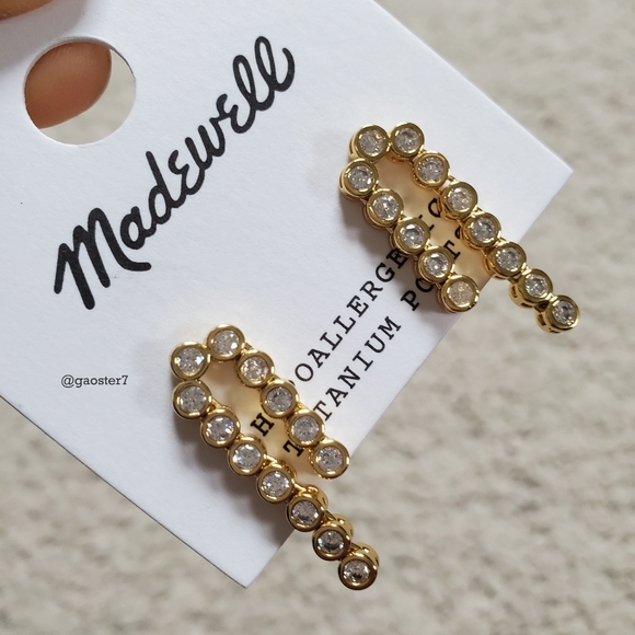 🚫SOLD🚫Madewell Tennis Collection Bezel Set Crystal Waterfall Earrings - Picture 4 of 5